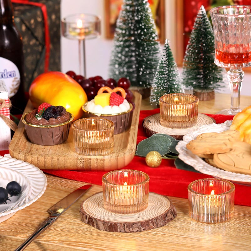 Lanttu مجموعة حامل شموع Lanttu Tealight مكونة من 12 حامل شموع نذرية ذهبية صغيرة لقطعة مركزية من الزجاج حامل شموع ضوء الشاي للحفلات والمنزل وديكور زفاف عيد الميلاد (قطر 2 بوصة × 1.4 بوصة ارتفاع) - Image 3